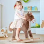 Kids Rocking Horse with Soft Plush Body, Wooden Base, Handle Grip, for 3+ Years - Image 2
