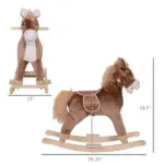 Kids Rocking Horse with Soft Plush Body, Wooden Base, Handle Grip, for 3+ Years - Image 3