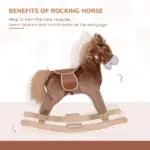 Kids Rocking Horse with Soft Plush Body, Wooden Base, Handle Grip, for 3+ Years - Image 5