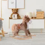 Kids Rocking Horse with Soft Plush Body, Wooden Base, Handle Grip, for 3+ Years - Image 10