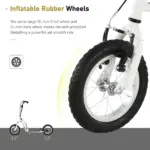 Aosom Kids Scooter Youth Scooter for 5+ with Dual Brakes, 12-Inch Inflatable Wheels, Outdoor Ride-On Toy, White - Image 6