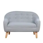 Kids Sofa Gray 2-Seat Comfortable Linen Fabric Wooden Frame Child Couch for Ages 3-6 Playroom Furniture - Image 11