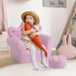Kids Sofa Set with Footstool, Princess Theme, Diamond Decoration - Cozy Furniture for Children - Image 2