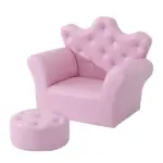Kids Sofa Set with Footstool, Princess Theme, Diamond Decoration - Cozy Furniture for Children