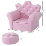 Kids Sofa Set with Footstool, Princess Theme, Diamond Decoration - Cozy Furniture for Children - Image 3
