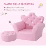 Kids Sofa Set with Footstool, Princess Theme, Diamond Decoration - Cozy Furniture for Children - Image 5