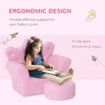 Kids Sofa Set with Footstool, Princess Theme, Diamond Decoration - Cozy Furniture for Children - Image 6