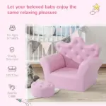 Kids Sofa Set with Footstool, Princess Theme, Diamond Decoration - Cozy Furniture for Children - Image 7