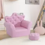 Kids Sofa Set with Footstool, Princess Theme, Diamond Decoration - Cozy Furniture for Children - Image 8