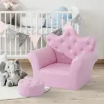 Kids Sofa Set with Footstool, Princess Theme, Diamond Decoration - Cozy Furniture for Children - Image 10