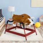 Qaba Kids Spring Rocking Horse, Rocking Rodeo Bull Ride On Rocking Horse with Realistic Sounds and Soft Plush Fabric, for Kids Over 3, Brown - Image 2