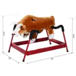 Qaba Kids Spring Rocking Horse, Rocking Rodeo Bull Ride On Rocking Horse with Realistic Sounds and Soft Plush Fabric, for Kids Over 3, Brown - Image 3