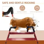 Qaba Kids Spring Rocking Horse, Rocking Rodeo Bull Ride On Rocking Horse with Realistic Sounds and Soft Plush Fabric, for Kids Over 3, Brown - Image 4