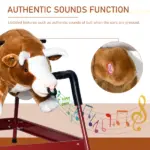 Qaba Kids Spring Rocking Horse, Rocking Rodeo Bull Ride On Rocking Horse with Realistic Sounds and Soft Plush Fabric, for Kids Over 3, Brown - Image 5