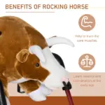 Qaba Kids Spring Rocking Horse, Rocking Rodeo Bull Ride On Rocking Horse with Realistic Sounds and Soft Plush Fabric, for Kids Over 3, Brown - Image 6