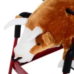Qaba Kids Spring Rocking Horse, Rocking Rodeo Bull Ride On Rocking Horse with Realistic Sounds and Soft Plush Fabric, for Kids Over 3, Brown - Image 8