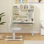 Kids Study Desk and Chair Set with Adjustable Height, Tiltable Desktop, Hutch and Drawer for Ages 3-12, Gray - Image 9