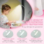Kids Table and Chair Set with USB Light, Storage Drawer, Pink - Image 8