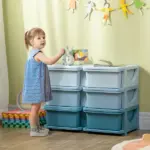 Kids Toy Storage Organizer, Blue with 6 Drawers, 3 Tier Units for Nursery, Playroom, Kindergarten - Image 2