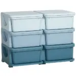 Kids Toy Storage Organizer, Blue with 6 Drawers, 3 Tier Units for Nursery, Playroom, Kindergarten