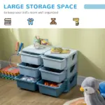 Kids Toy Storage Organizer, Blue with 6 Drawers, 3 Tier Units for Nursery, Playroom, Kindergarten - Image 4