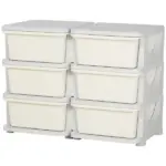 Qaba Kids Toy Storage Organizer, Cream with 6 Drawers, 3 Tier Units for Nursery, Playroom, Kindergarten - Image 11