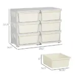 Qaba Kids Toy Storage Organizer, Cream with 6 Drawers, 3 Tier Units for Nursery, Playroom, Kindergarten - Image 3