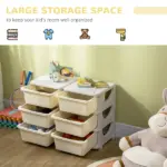Qaba Kids Toy Storage Organizer, Cream with 6 Drawers, 3 Tier Units for Nursery, Playroom, Kindergarten - Image 4