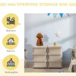 Qaba Kids Toy Storage Organizer, Cream with 6 Drawers, 3 Tier Units for Nursery, Playroom, Kindergarten - Image 5
