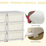 Qaba Kids Toy Storage Organizer, Cream with 6 Drawers, 3 Tier Units for Nursery, Playroom, Kindergarten - Image 7
