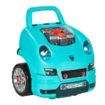 HOMCOM Kids Truck Engine Mechanic Toy | Includes 61 Pieces, Steering Wheel, Horn, Light, RC Car Key | Teal | for Ages 3-5
