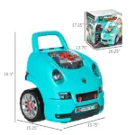 HOMCOM Kids Truck Engine Mechanic Toy | Includes 61 Pieces, Steering Wheel, Horn, Light, RC Car Key | Teal | for Ages 3-5 - Image 3