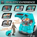 HOMCOM Kids Truck Engine Mechanic Toy | Includes 61 Pieces, Steering Wheel, Horn, Light, RC Car Key | Teal | for Ages 3-5 - Image 4