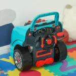 HOMCOM Kids Truck Engine Mechanic Toy | Includes 61 Pieces, Steering Wheel, Horn, Light, RC Car Key | Teal | for Ages 3-5 - Image 8