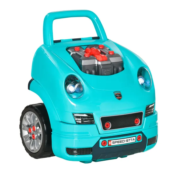 kids-truck-engine-mechanic-toy-includes-61-pieces-steering-wheel-horn-light-rc-car-key-teal-for-ages-3-5.webp HOMCOM Kids Truck Engine Mechanic Toy | Includes 61 Pieces, Steering Wheel, Horn, Light, RC Car Key | Teal | for Ages 3-5 - Image 1