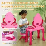 Kids Vanity Set with Mirror and Stool, Light and Sound, 15 Accessories, Pink - Image 6