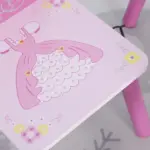 Kids Wood Table and Chair, 3 Piece Set with Crown Pattern, Charming Desk for Toddlers 3-8 Years, Princess-Themed Room, Pink - Image 8