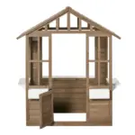 Kids Wooden Playhouse, Outdoor Garden Games Cottage with Working Door, Windows, Flowers Pot Holder, 47" x 38" x 54" - Image 11