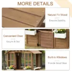 Kids Wooden Playhouse, Outdoor Garden Games Cottage with Working Door, Windows, Flowers Pot Holder, 47" x 38" x 54" - Image 6