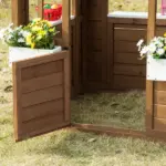 Kids Wooden Playhouse, Outdoor Garden Games Cottage with Working Door, Windows, Flowers Pot Holder, 47" x 38" x 54" - Image 8