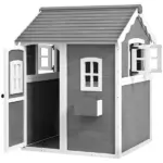 Kids' Wooden Playhouse, Outdoor with Floors, Doors, Windows, Planter Box for Ages 3-8, Backyard or Garden - Image 11
