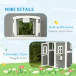 Kids' Wooden Playhouse, Outdoor with Floors, Doors, Windows, Planter Box for Ages 3-8, Backyard or Garden - Image 7