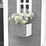 Kids' Wooden Playhouse, Outdoor with Floors, Doors, Windows, Planter Box for Ages 3-8, Backyard or Garden - Image 9