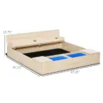 Kids Wooden Sandbox with Convertible Bench Seat, 2 Side Buckets, Waterproof Cover, and Storage Space - Image 3