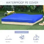 Kids Wooden Sandbox with Convertible Bench Seat, 2 Side Buckets, Waterproof Cover, and Storage Space - Image 4