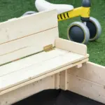 Kids Wooden Sandbox with Convertible Bench Seat, 2 Side Buckets, Waterproof Cover, and Storage Space - Image 8