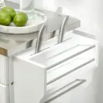 HOMCOM Kitchen Cart on Wheels, White, with Stainless Steel Countertop, Drawer, Towel and Spice Rack - Image 8