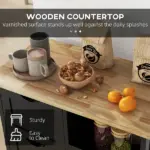 HOMCOM Kitchen Island on Wheels, Black, with Wood Top, Shelves and Drawers - Image 6