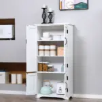 HOMCOM Kitchen Pantry Cabinet Storage. Floor Storage Cabinet, Cupboard Organizer with Adjustable Shelves and 4-Doors, White - Image 11