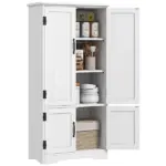 HOMCOM Kitchen Pantry Cabinet Storage. Floor Storage Cabinet, Cupboard Organizer with Adjustable Shelves and 4-Doors, White - Image 15